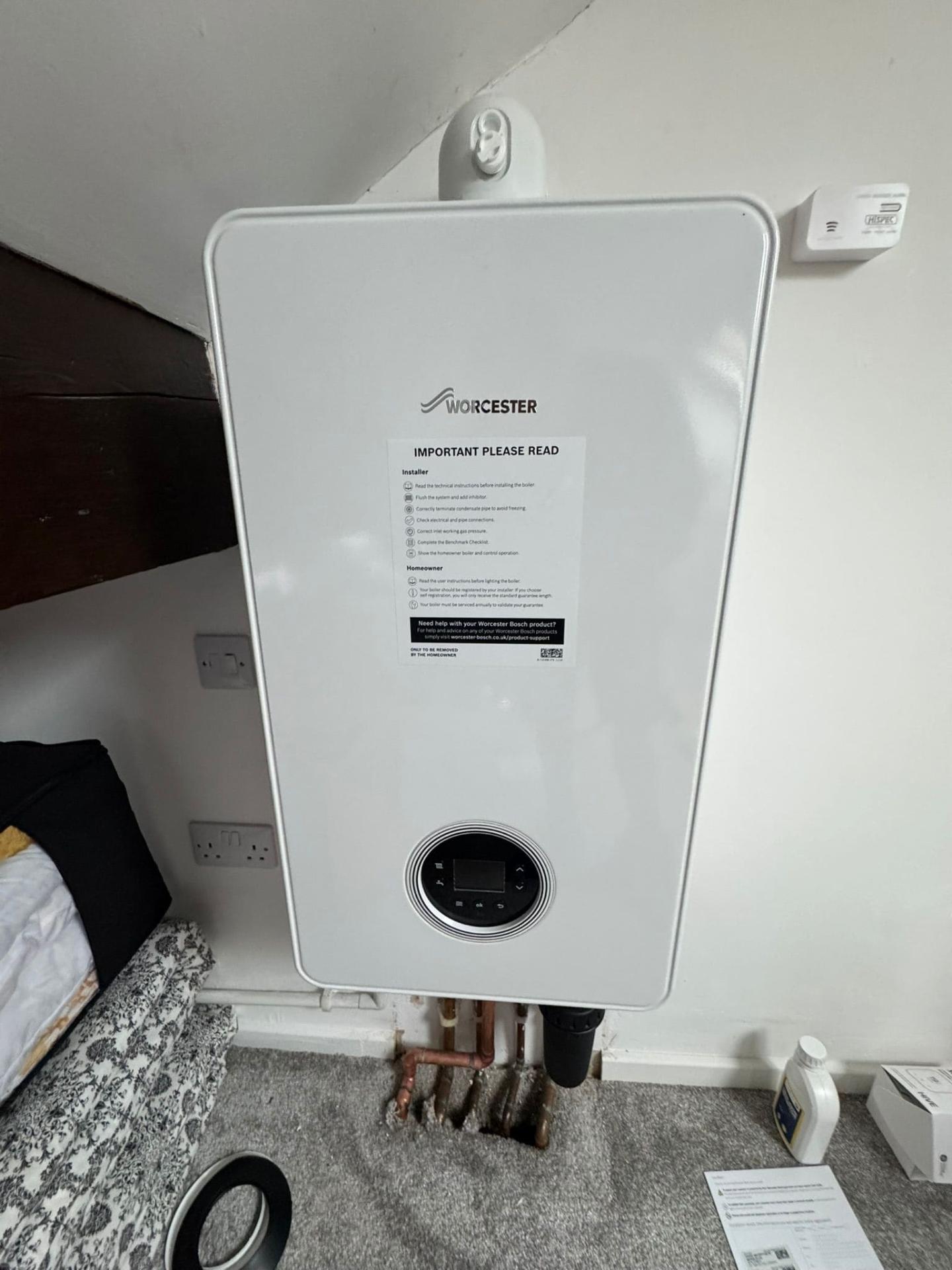 Worcester Bosch boiler installation with neat copper pipework by Central One